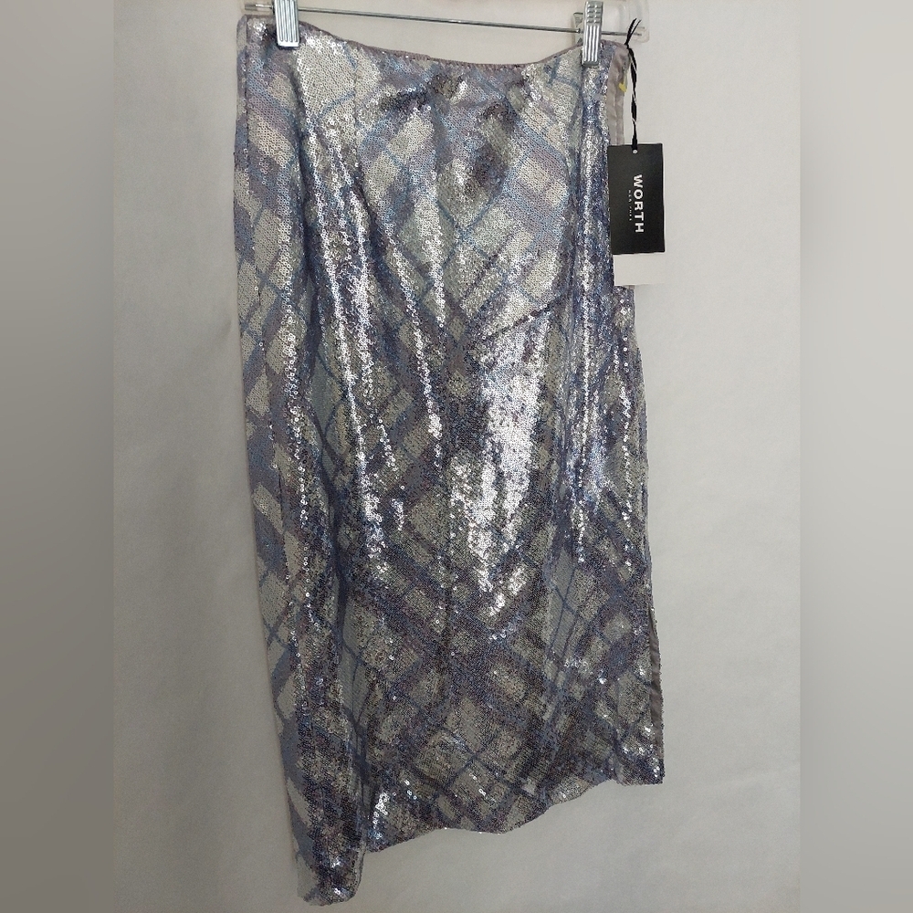 Worth Women's Sequin Pencil Skirt - Silver and Blue
